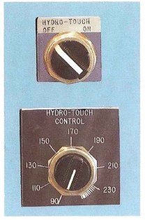 Hydro-Touch Control calibrated adjustment dial and on-off switch